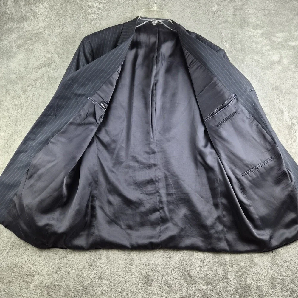 Kenneth Cole Blazer Jacket Mens Black Pinstripe 3 Buttons Sport Coat Made In USA